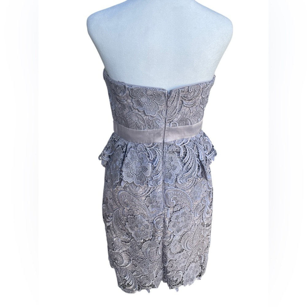 🩶New Adrianna Papell Strapless Lace Dress in Gray. Measurements in pictures. - Picture 4 of 14